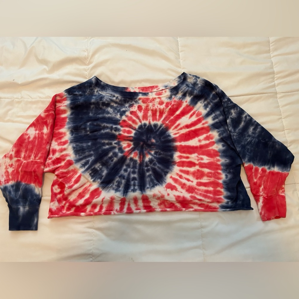 Old Navy cropped tie dye sweatshirt XL patriotic
